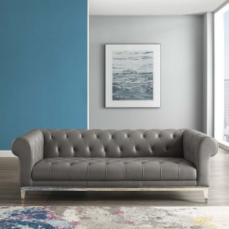 Idyll Sofa in Gray Leather by Modway w/Options