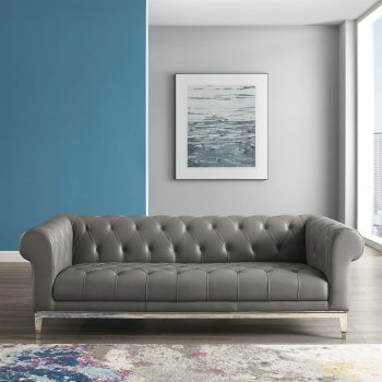 Idyll Sofa in Gray Leather by Modway w/Options [MWS-3441 Idyll Gray]