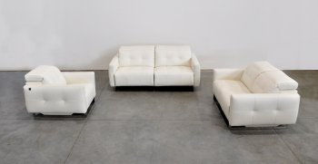 Duca Reclining Sofa Set 3Pc in White Full Leather by VIG [VGS-Duca White]