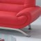 Contemporary Red Leather 7580 Sofa with Options & Metal Legs
