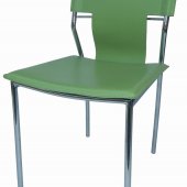 Set of 4 Green Leatherette Modern Dining Chairs w/Metal Legs