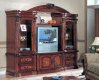 Cherry & Ash Burl Finish Traditional Entertainment Wall Unit