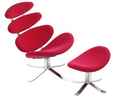 Red Velour Microfiber Contemporary Lounge Swivel Chair