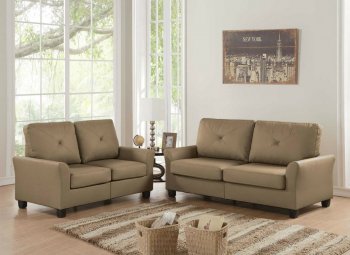 Hecla Sofa & Loveseat 52850 in Waterproof Brown Fabric by Acme [AMS-52850 Hecla]