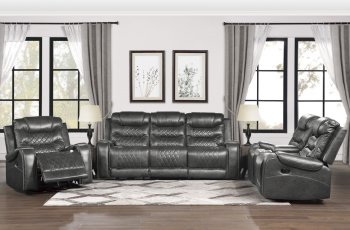 Putnam Recliner Sofa 9405GY in Gray by Homelegance w/Options [HES-9405GY-Putnam]