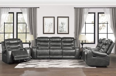 Putnam Recliner Sofa 9405GY in Gray by Homelegance w/Options