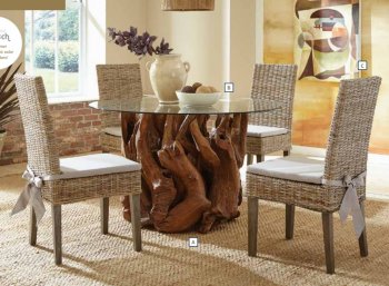 Asbury Dining Table 109511 in Natural Teak by Coaster w/Options [CRDS-109511-109762-Asbury]