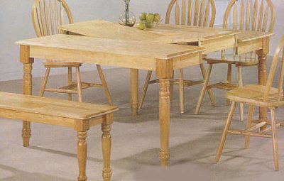 Natural Wood Dining Table with Ogee Edge & Arrow Back Chairs
