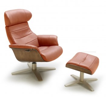 Karma Lounge Chair in Pumpkin Leather by J&M w/Options [JMAC-Karma Pumpkin]