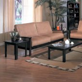 Tan Microfiber Living Room Set with Wooden Frame