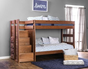 Ampelios Bunk Bed CM-BK102 in Mahogany w/Side Storage Drawers [FAKB-AM-BK102-Ampelios]