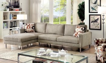 Lauren I Sectional Sofa CM6856 in Pewter Chenille w/Options [FASS-CM6856-Lauren-I]