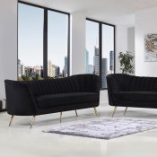 Margo Sofa 622 in Black Velvet Fabric by Meridian w/Options