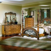 Distressed Oak Finish Classic Post Canopy Bed w/Options