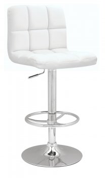 White & Chrome Set of 2 Stitched Back Barstool [CYBA-0394-WHITE]