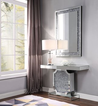 Noralie Console Table & Mirror Set 90475 in Mirror by Acme [AMCT-90475-Noralie]