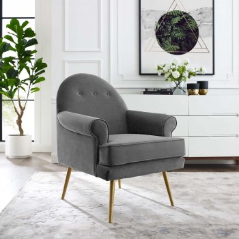 Revive Accent Chair in Gray Velvet Fabric by Modway [MWAC-3412 Revive Gray]