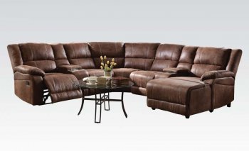 Zanthe II Motion Sectional Sofa in Brown Padded Suede by Acme [AMS-51445 Zanthe II]