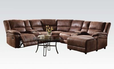 Zanthe II Motion Sectional Sofa in Brown Padded Suede by Acme