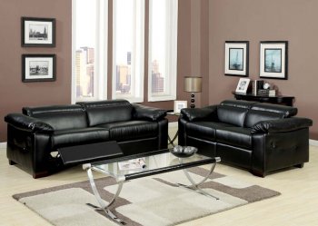 50280 Darcel Motion Sofa Black Bonded Leather by Acme w/Options [AMS-50280 Darcel]