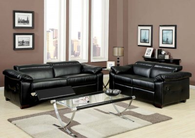 50280 Darcel Motion Sofa Black Bonded Leather by Acme w/Options