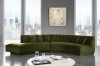 Kenzi Sectional Sofa 641 in Olive Velvet Fabric by Meridian