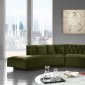 Kenzi Sectional Sofa 641 in Olive Velvet Fabric by Meridian