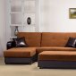 Two-Tone Tan & Rich Brown Contemporary Sectional Sleeper Sofa