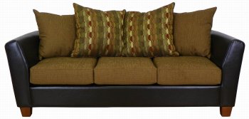 Chestnut Fabric & Vinyl Modern Sofa and Loveseat Set w/Options [PMS-4600-ChestnutChocolate]