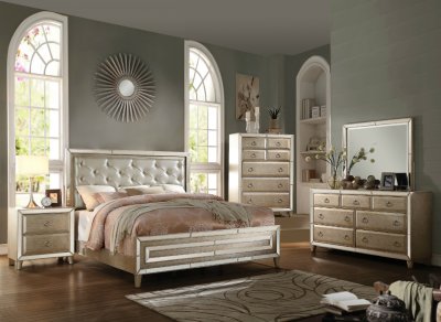 Voeville Bedroom 21000 in Antique Gold by Acme w/Options