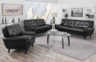 Leskow Sofa in Black Bonded Leather 505211 by Coaster w/Options