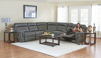 Silas Motion Sectional Sofa in Gray Leather by Klaussner [SFKRSS-Silas Gray]