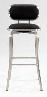 Modern Stainless Steel Base Barstool w/Black Vinyl Seat & Back