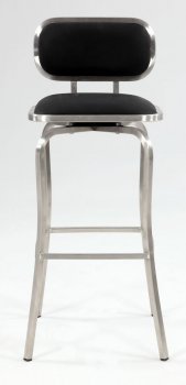 Modern Stainless Steel Base Barstool w/Black Vinyl Seat & Back [CYBA-1192-BS-Black]