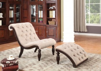 96200 Kirby Chair & Ottoman in Beige Fabric by Acme [AMCL-96200 Kirby]