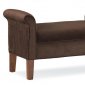 Chocolate Fabric Traditional Bench w/Rolled Arms