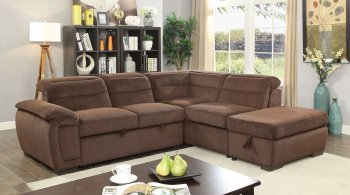 Felicity Sectional Sofa CM6521BR in Brown Chenille Fabric [FASS-CM6521BR-Felicity Brown]