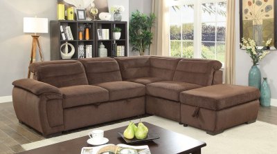 Felicity Sectional Sofa CM6521BR in Brown Chenille Fabric