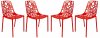 Devon Set of 4 Indoor/Outdoor Chairs DC23R in Red by LeisureMod