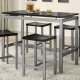 Black Top & Silver Metal Frame Modern 5Pc Counter Height Set