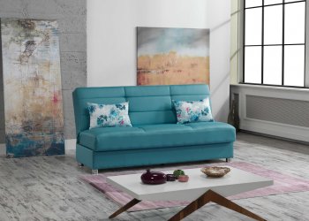 Romano Sofa Bed in Blue Fabric by Casamode [CMSB-Romano Blue]