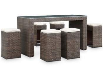 Cubed 7Pc Outdoor Patio Pub Set in Brown/White by Modway [MWOUT-Cubed]