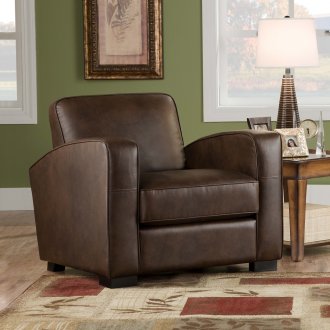 Rich Brown Premium Bonded Leather Modern Accent Chair