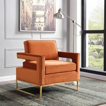 Noah Accent Chair 511 in Cognac Velvet Fabric by Meridian [MRCC-511 Noah Cognac]