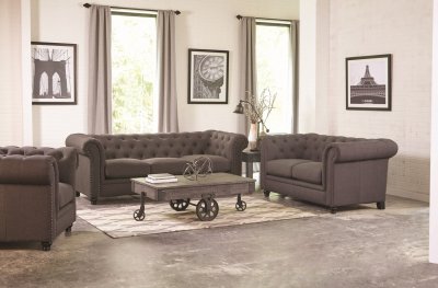 Roy 550361 Sofa in Grey Fabric by Coaster w/Options