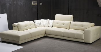 Beige Leather Modern Sectional Sofa w/Adjustable Headrests [THSS-FY702-2]