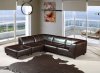 Espresso Eco-Leather Modern Sectional Sofa w/Ottoman