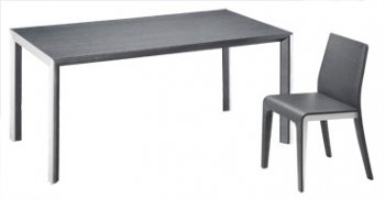 Modern Dining Table with Brushed Aluminum Accents [ZDS-Caesar Dining Table]