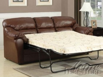 Brown Bonded Leather Match Modern Sofa w/Queen Size Sleeper [AMS-15153-Connell]