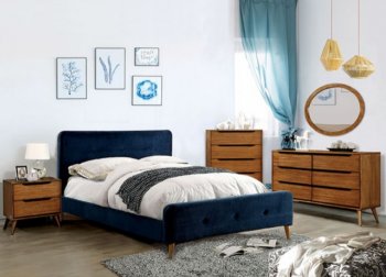 Barney 5Pc Bedroom Set CM7272NV in Navy Fabric w/Options [FABS-CM7272NV-Barney]